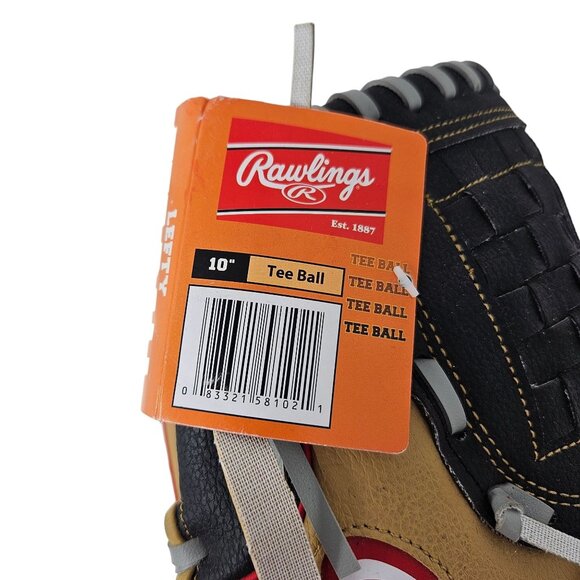 NEW Rawlings 10 Inch Tan Black Lefty Tee Ball Glove Catching Sports WPL10CBSG - Picture 5 of 14